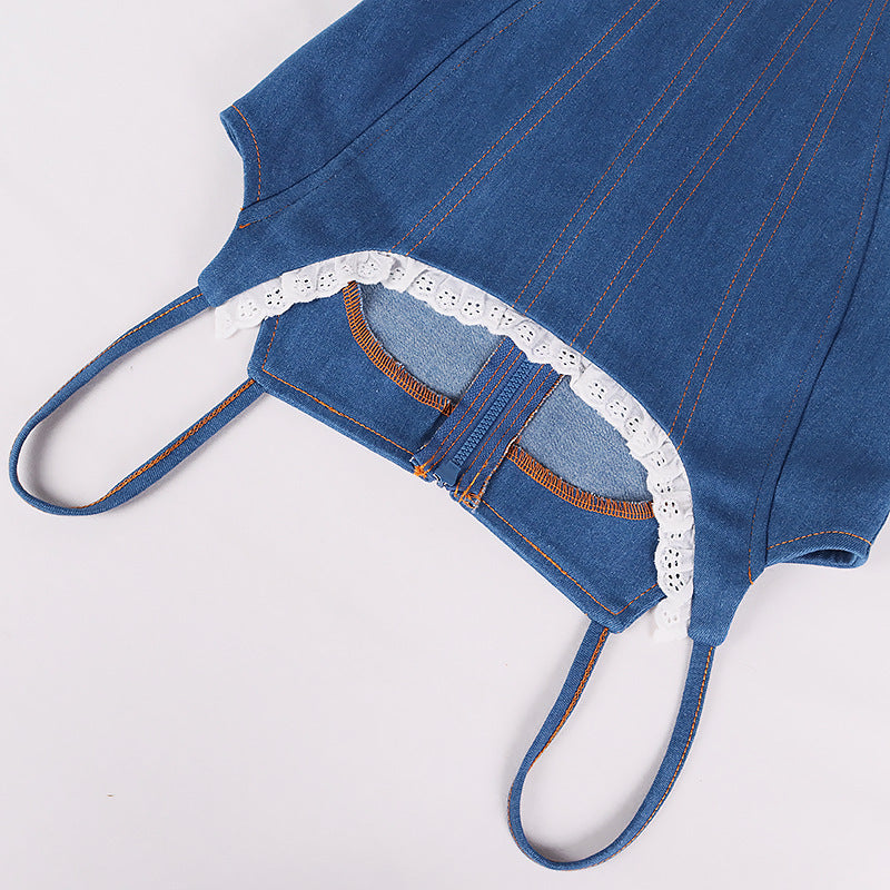 PixieKiki Vintage Underwire Blue Denim Corset Top