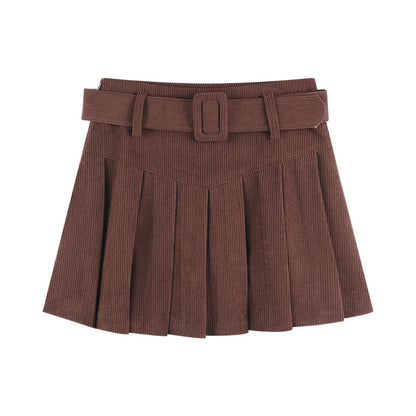 Corduroy Half Women's Autumn A-line Half Skirt Pleated Skirt